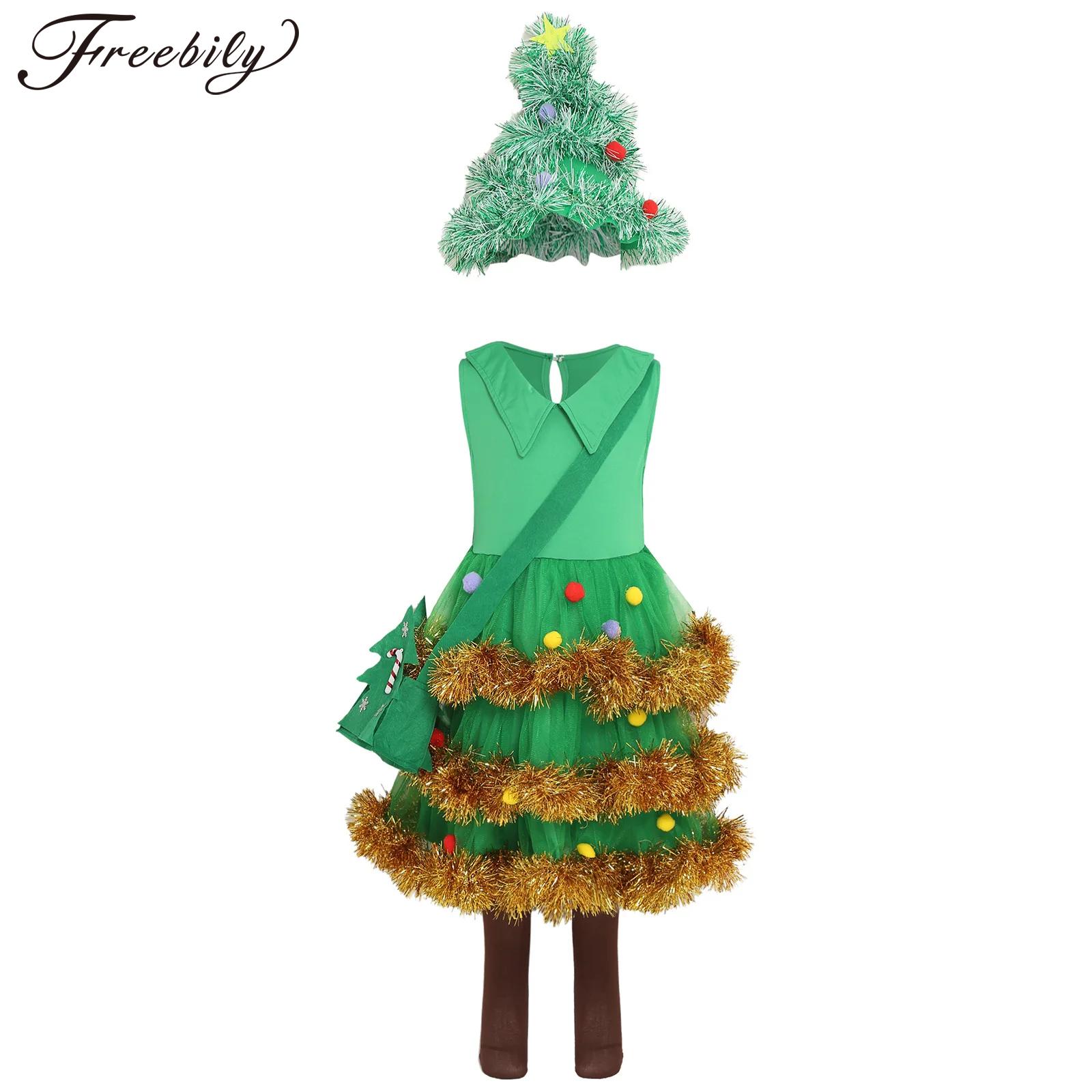Elf Costume Christmas - Kızlar Noel Ağacı Cosplay Kostüm Parlak