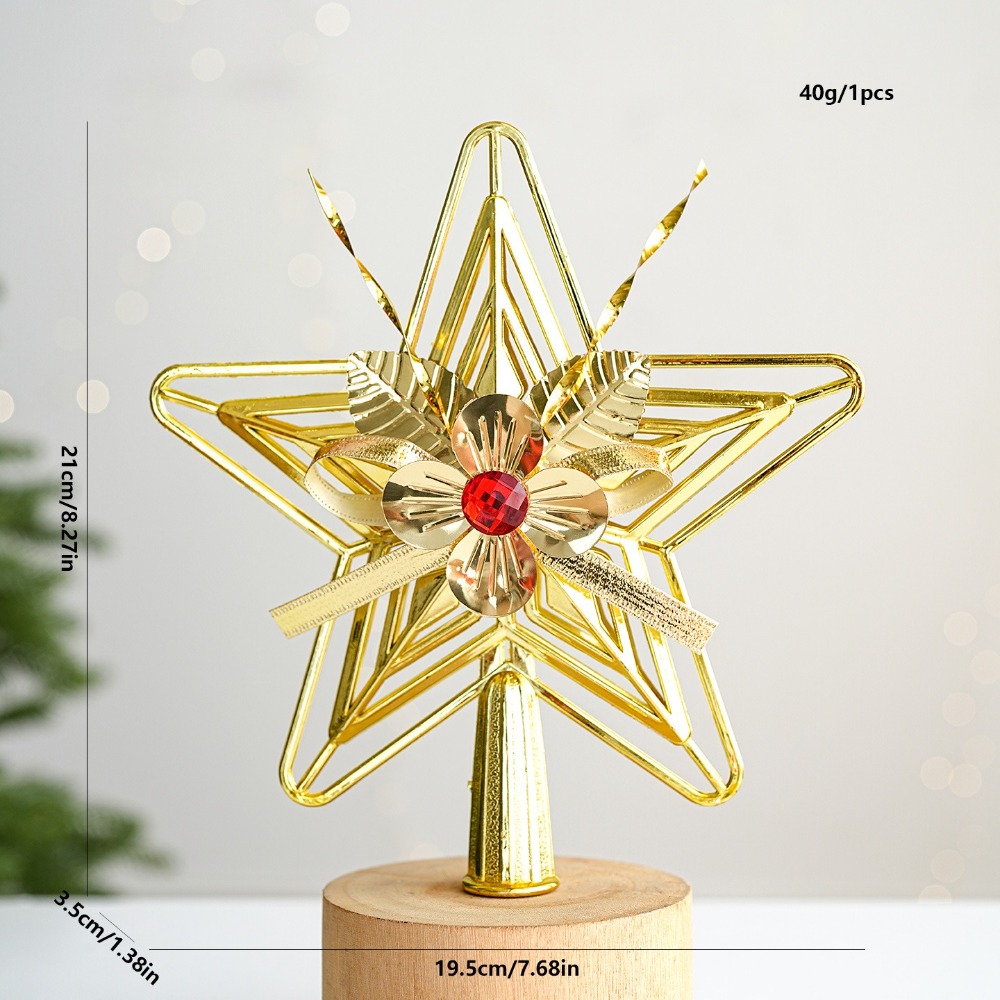 Star Tree Topper - Plastik Yıldız Üst Süsü Elektrokaplama Parlak
